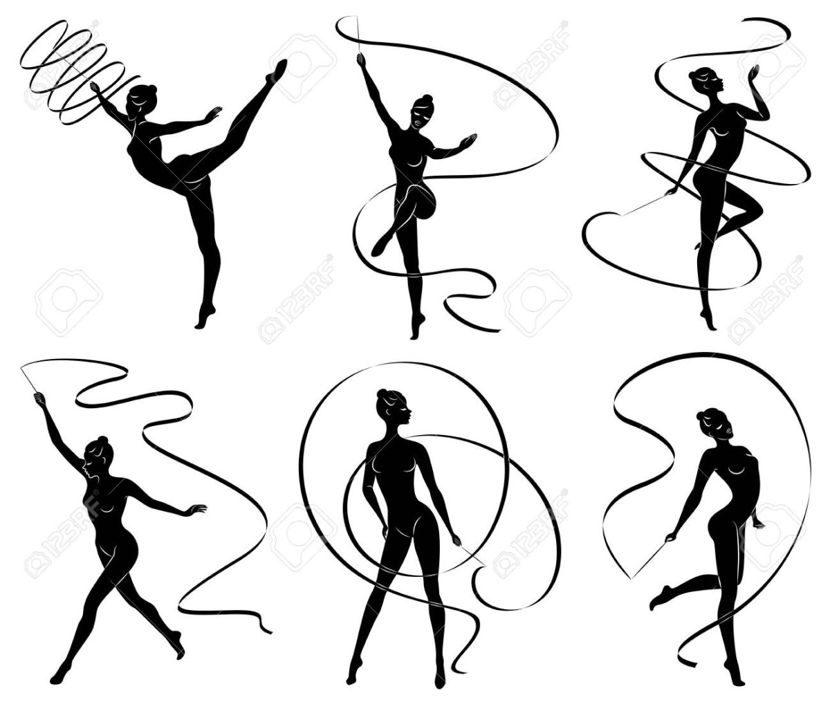 Гимнастка с лентой силуэт