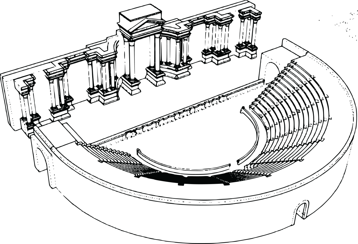 Афинский театр в древней Греции рисунок