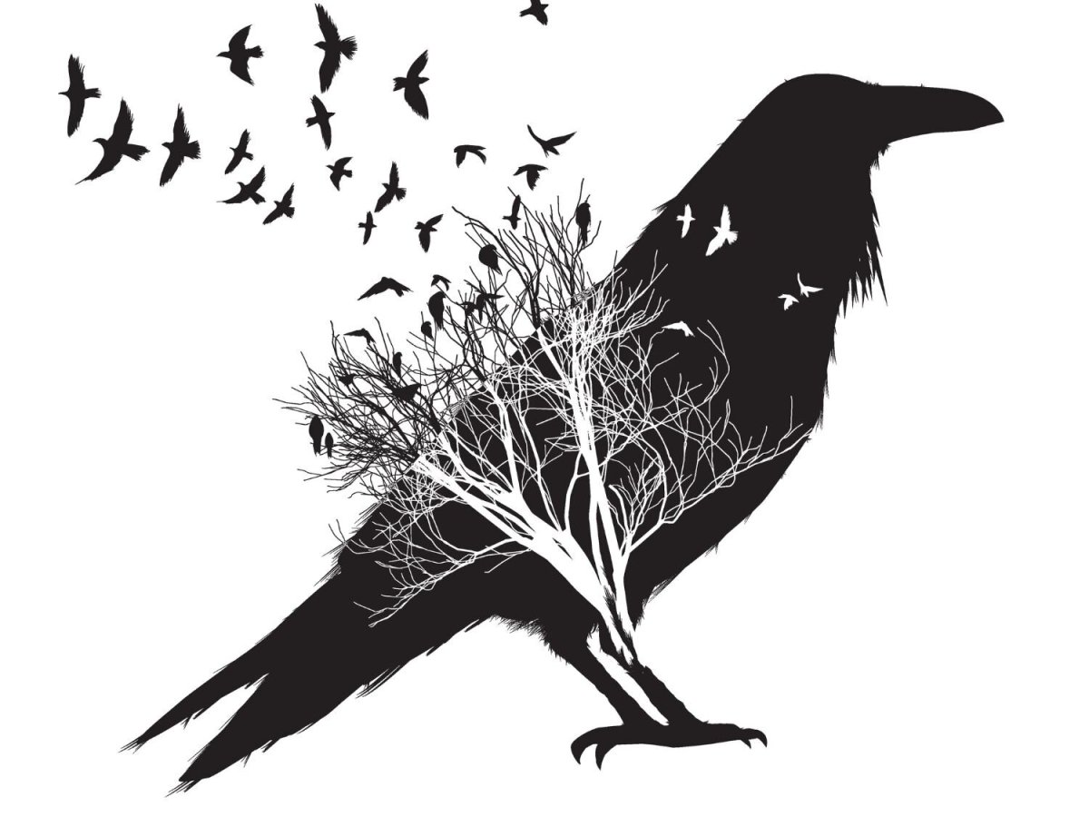 Голова ворона тату