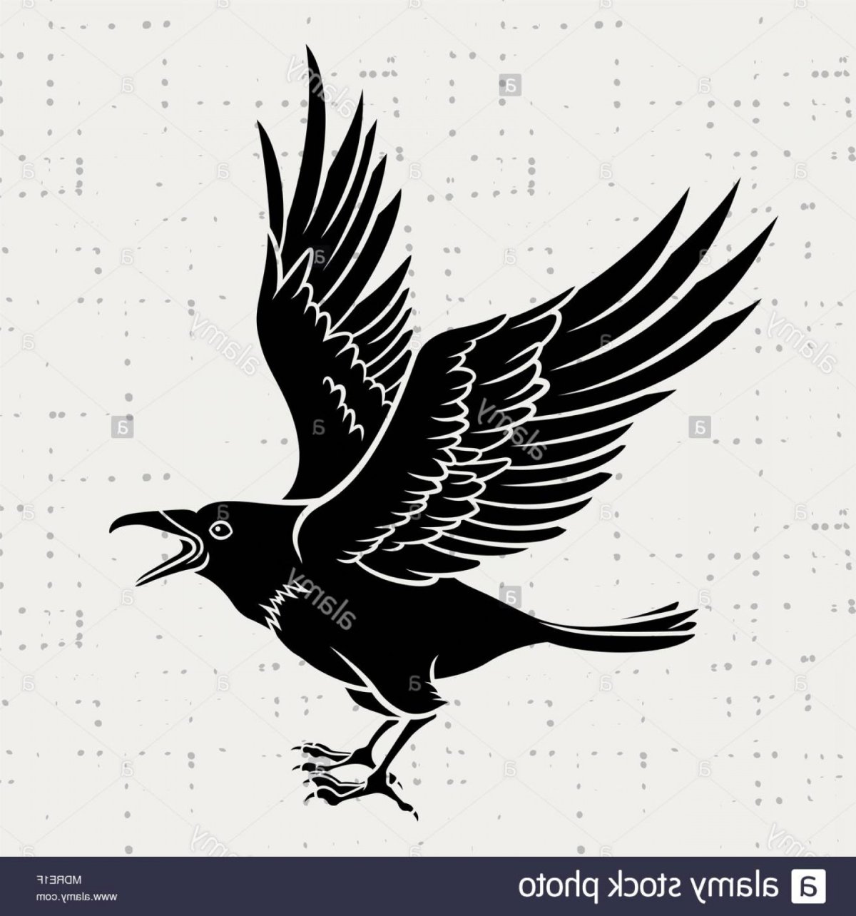 Ворон чёрно-белый логотип
