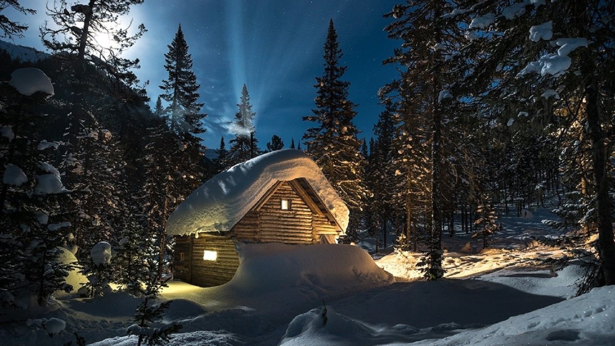 Дом в лесу зимой