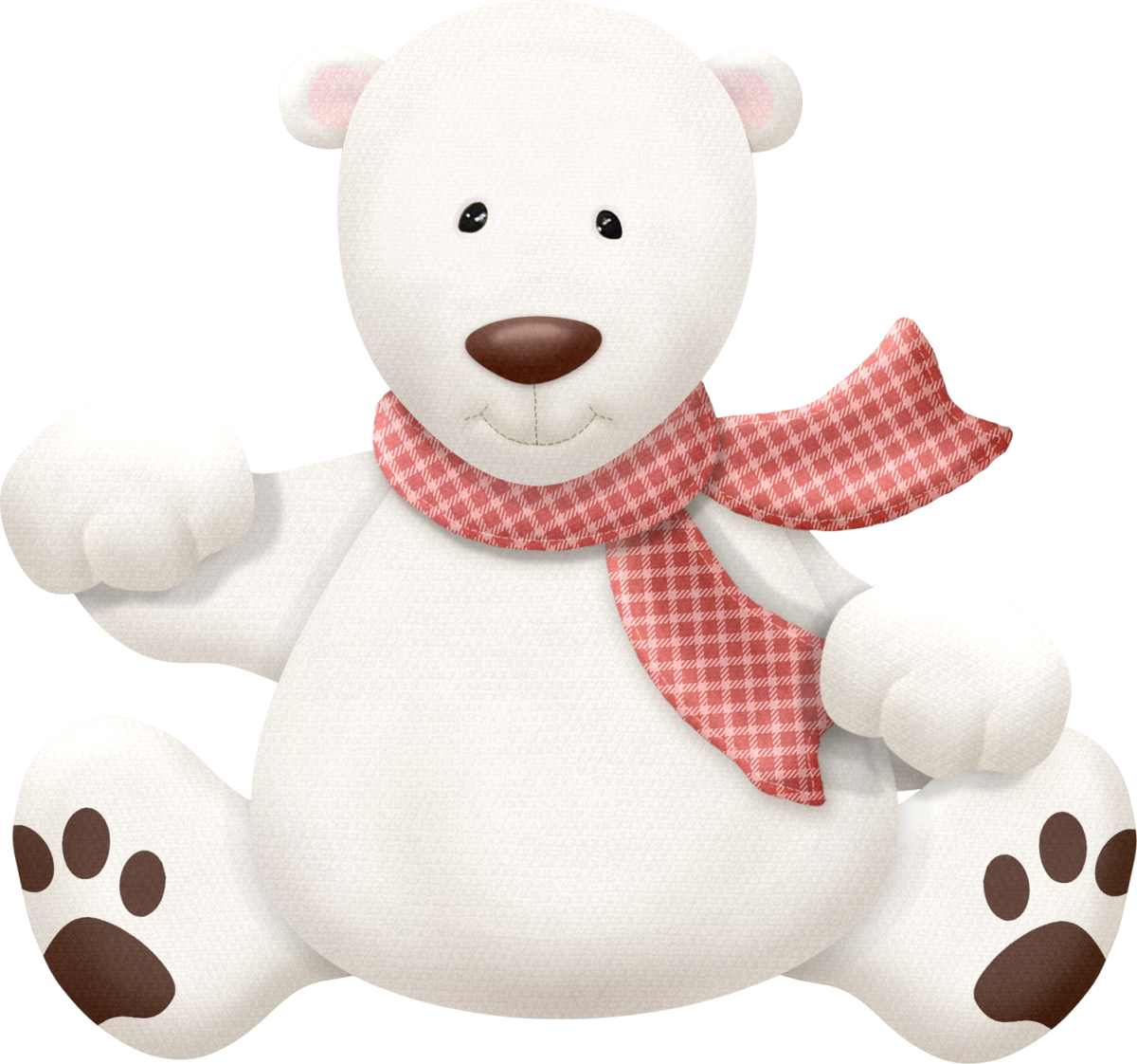 Белый Медвежонок на прозрачном фоне