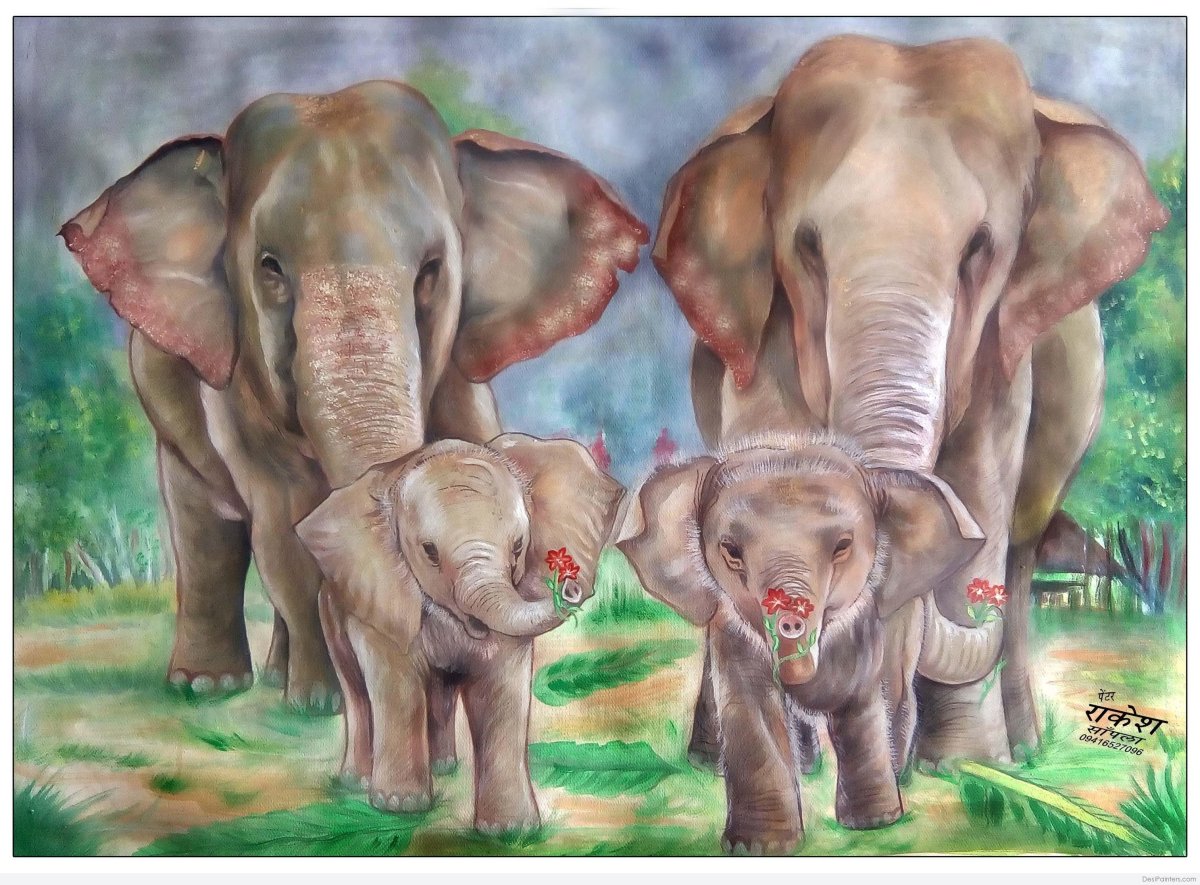 Картина четыре слона