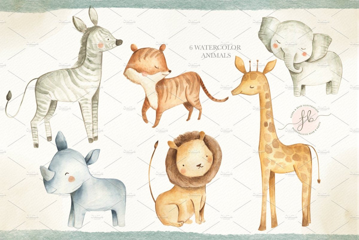 Акварельные сафари животные детские