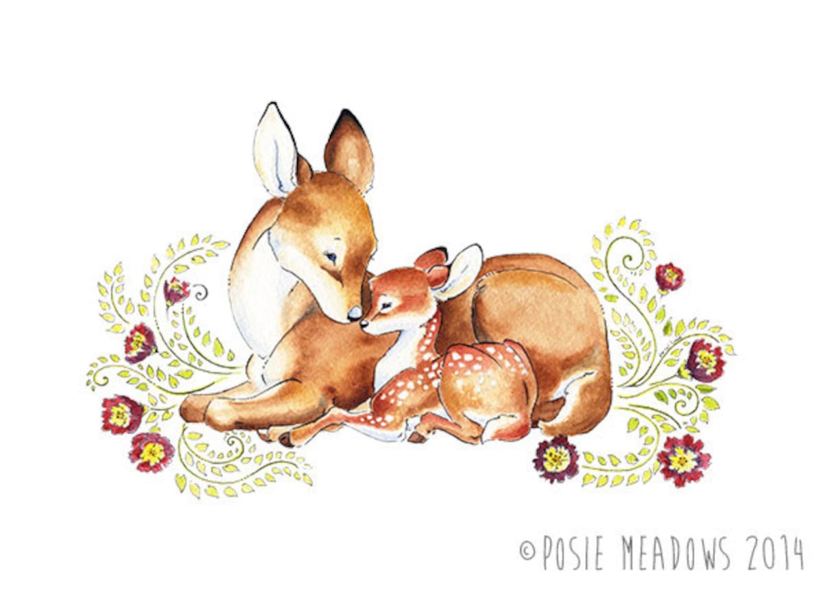 Олененок открытка