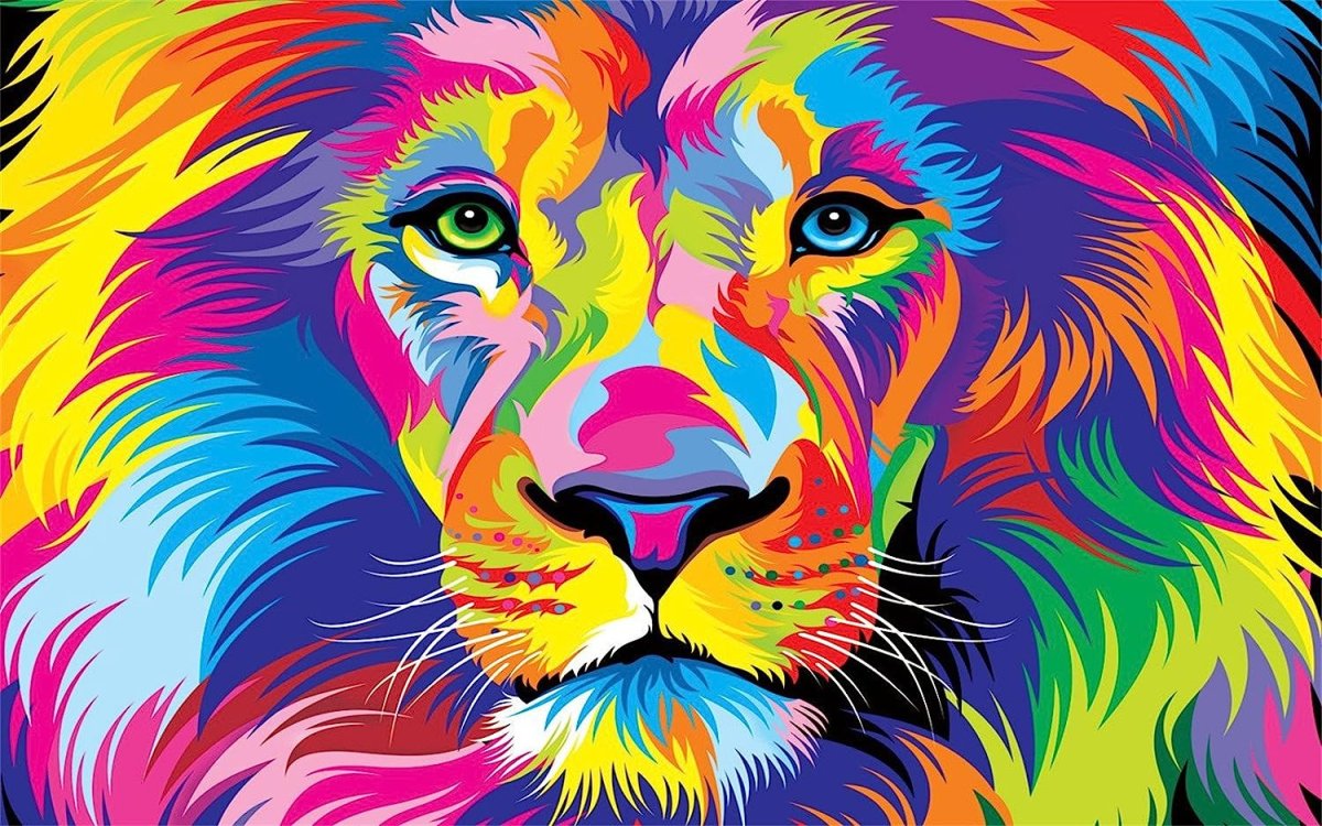 Артвентура картина по номерам "Радужный Лев" 50x40 см
