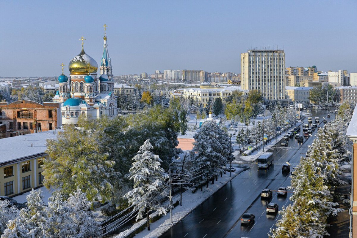 Соборная площадь Омск зима