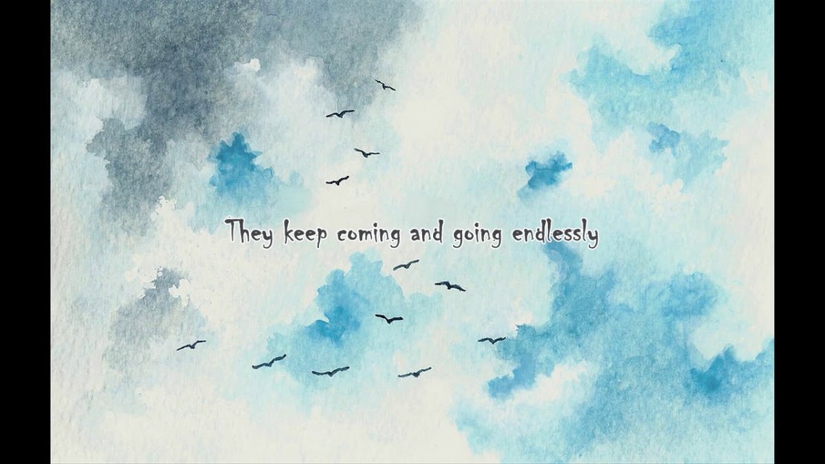 Птицы в небе акварель