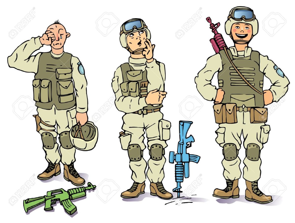 Военный в форме мультяшный