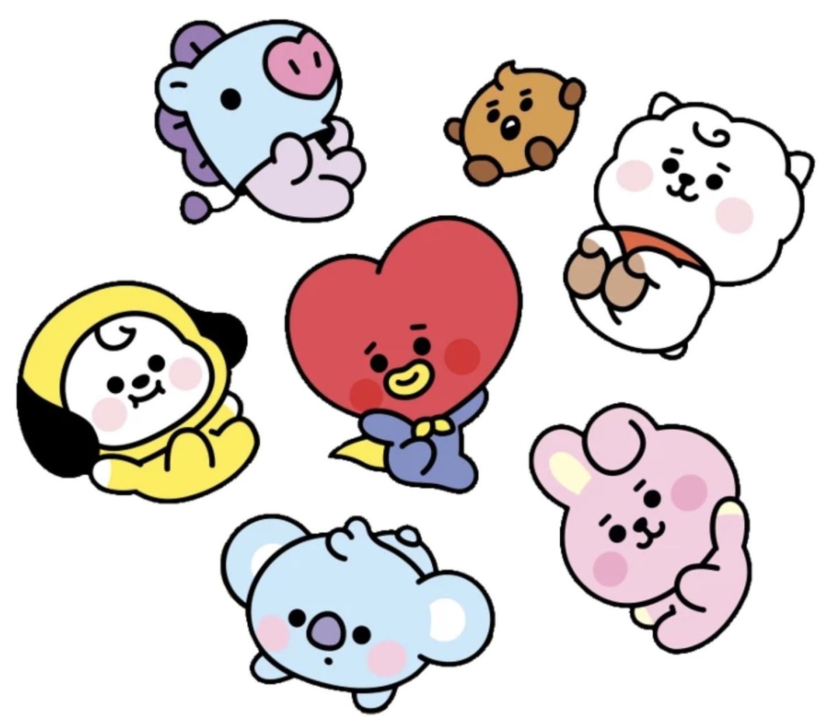 Стикеры bt21 BTS чб