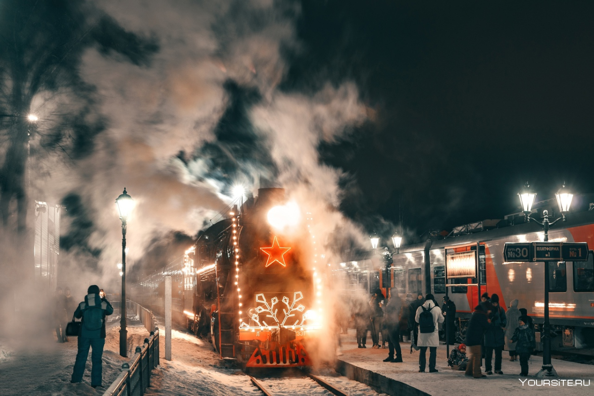 Ретропоезд Рускеала зима