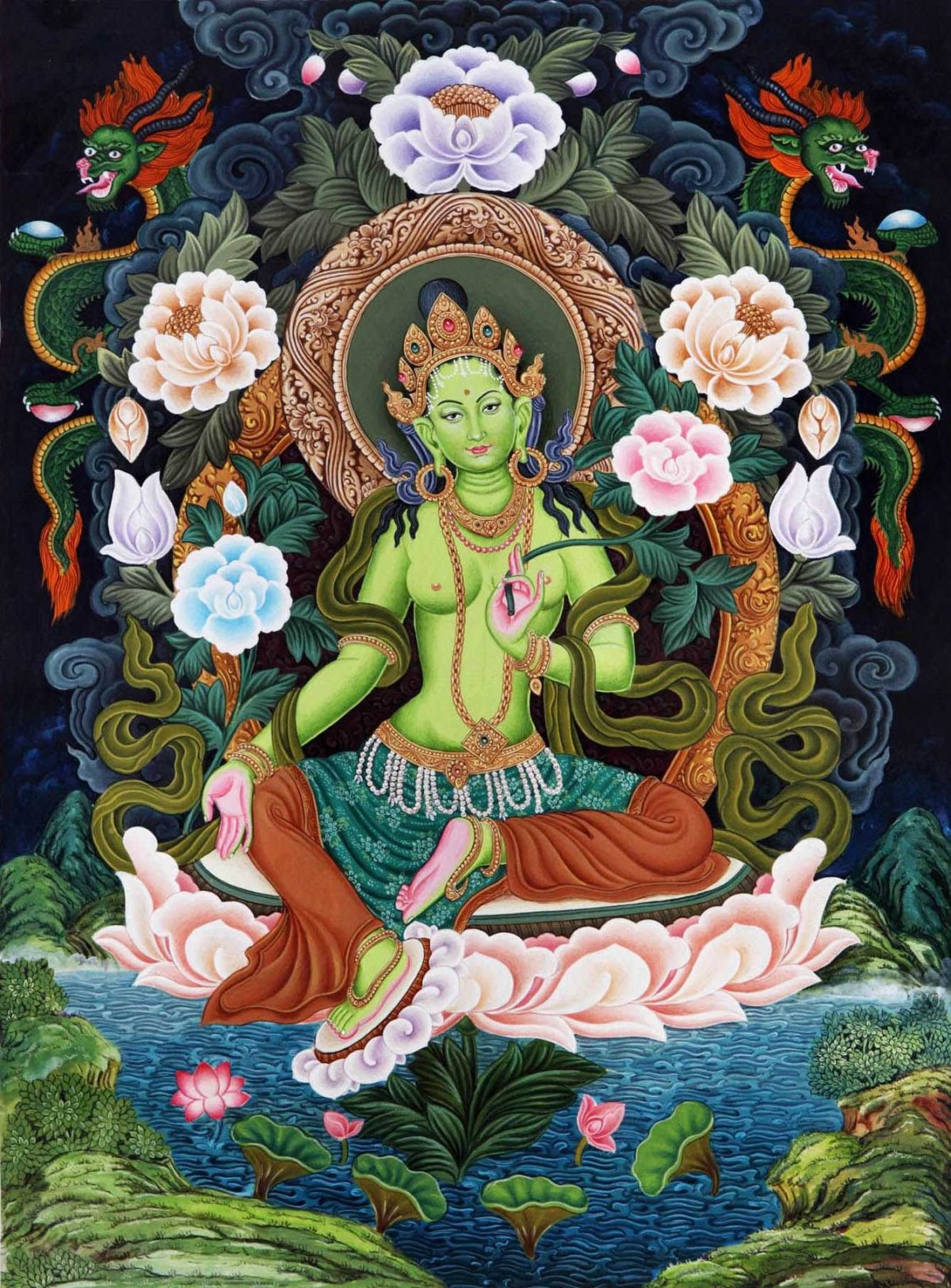 Алмазная мозаика Будда зелёная тара