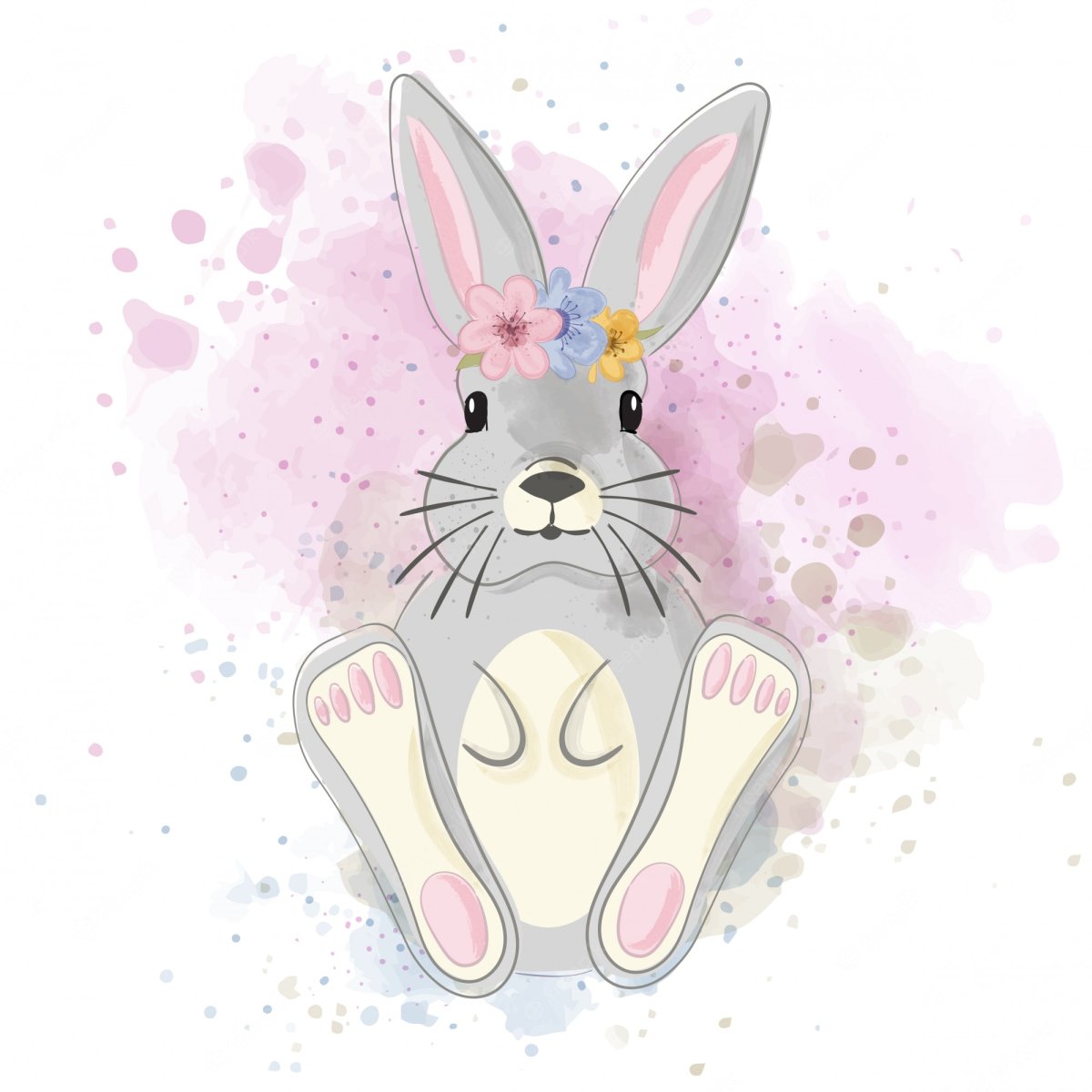 Акварель Зайка на белом фоне