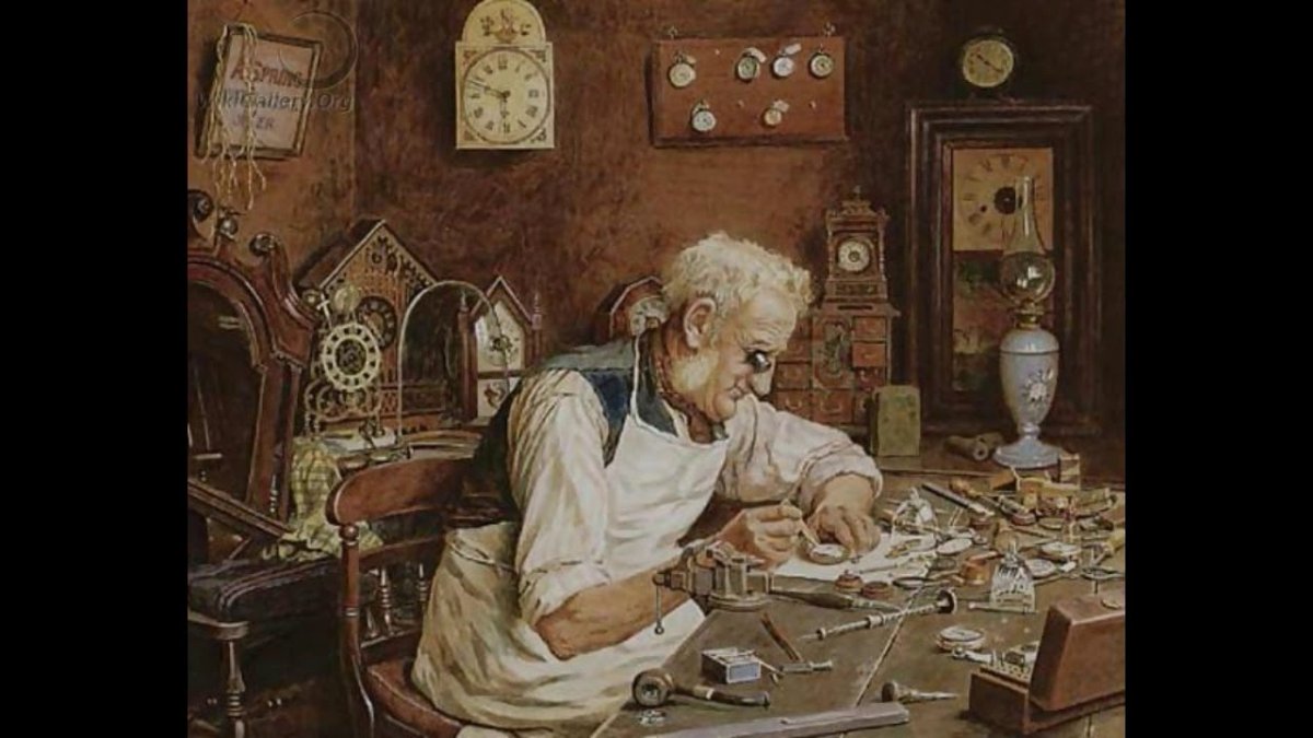 Часовщик в мастерской