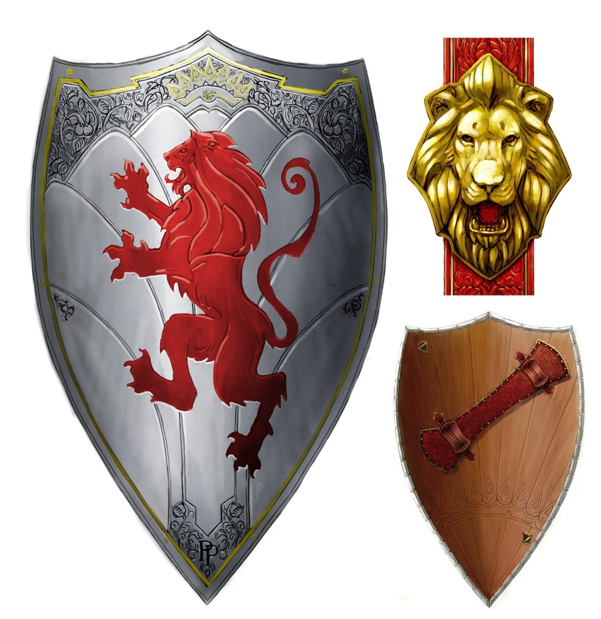 Рыцарские щиты с гербами