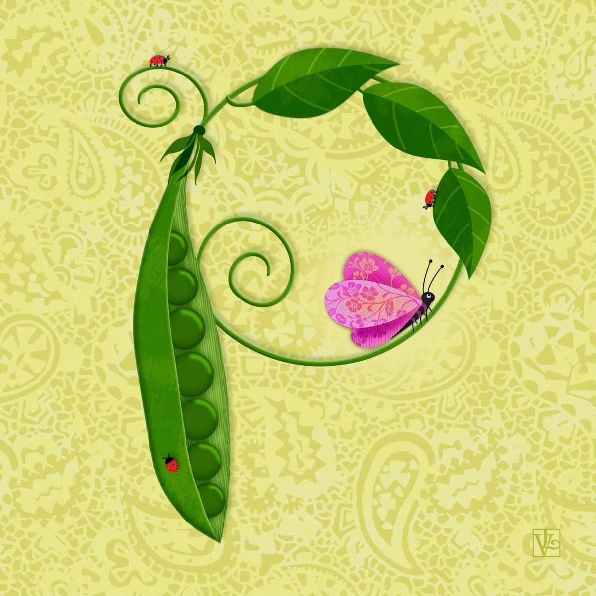 Стручки гороха орнамент