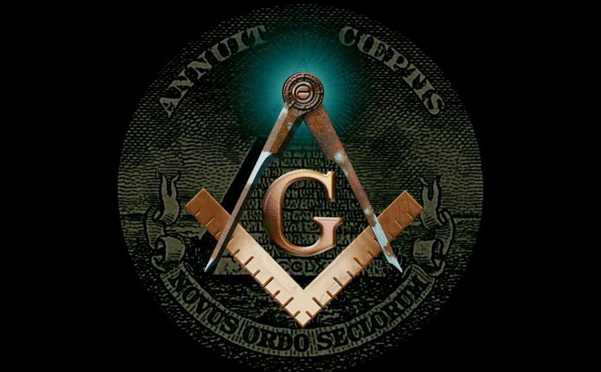 Масонский знак на черном фоне