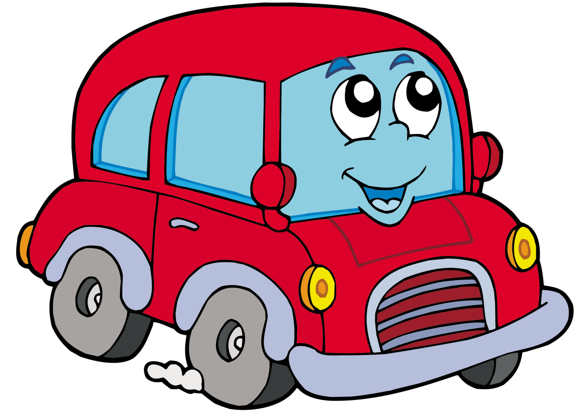 Красный автомобиль нарисованный