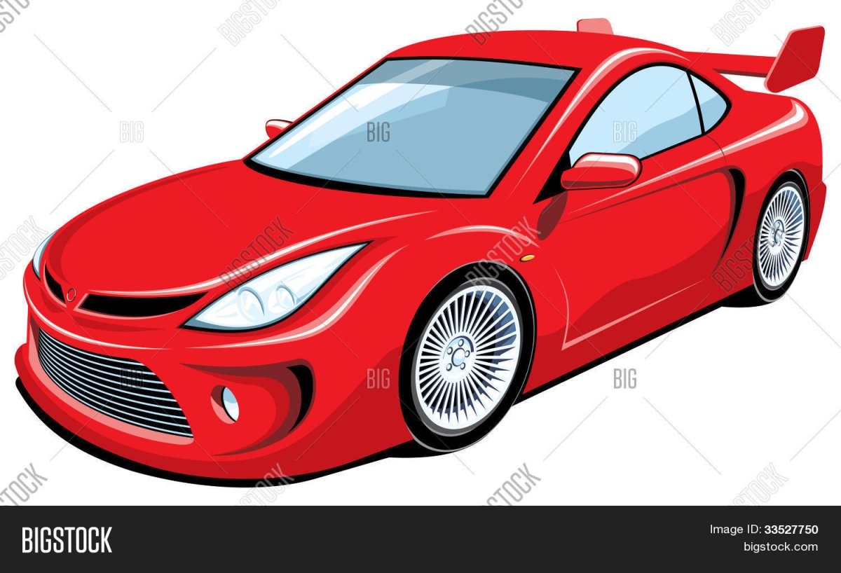 Красный автомобиль нарисованный
