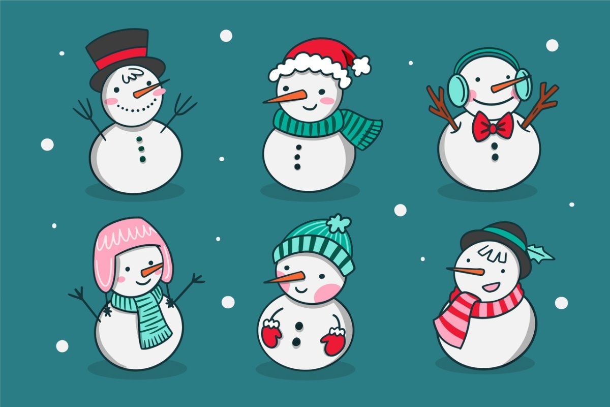 Снеговички на прозрачном фоне