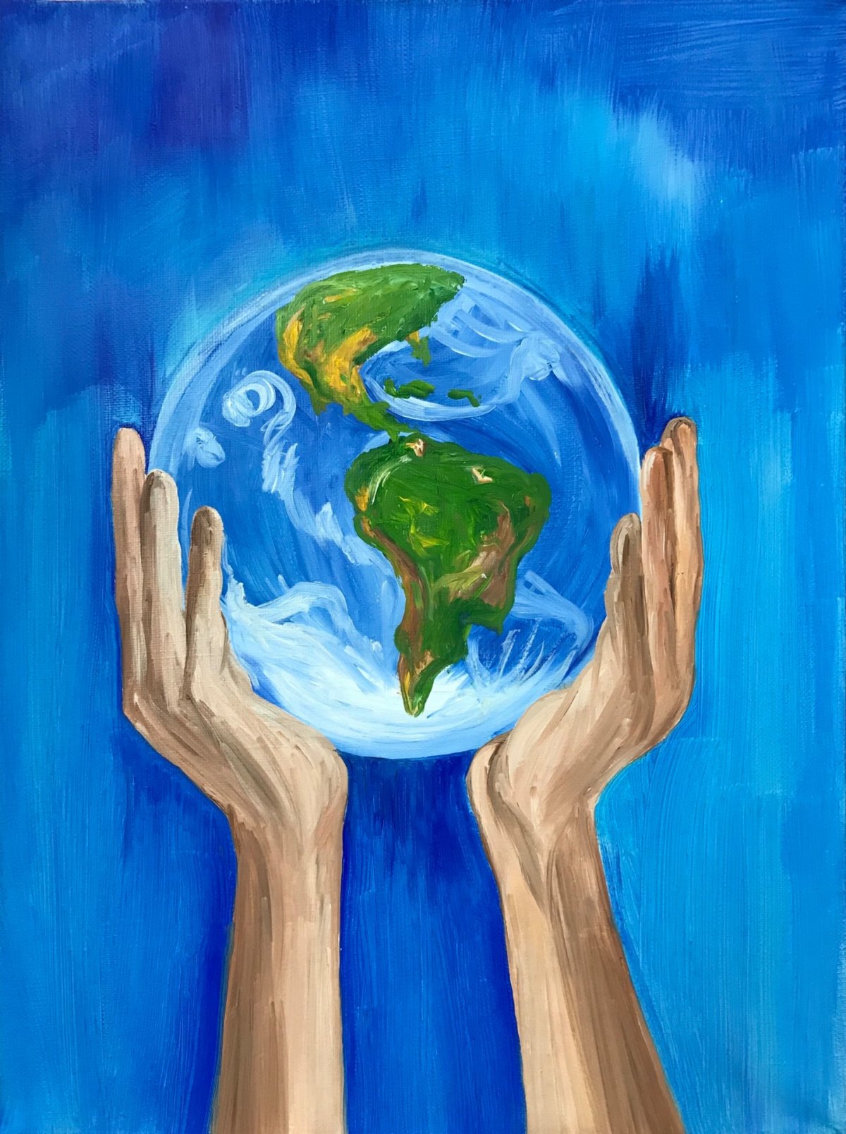 Глобус в руках рисунок