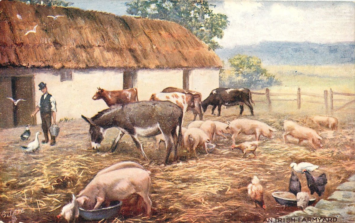 Деревенский пейзаж с коровами