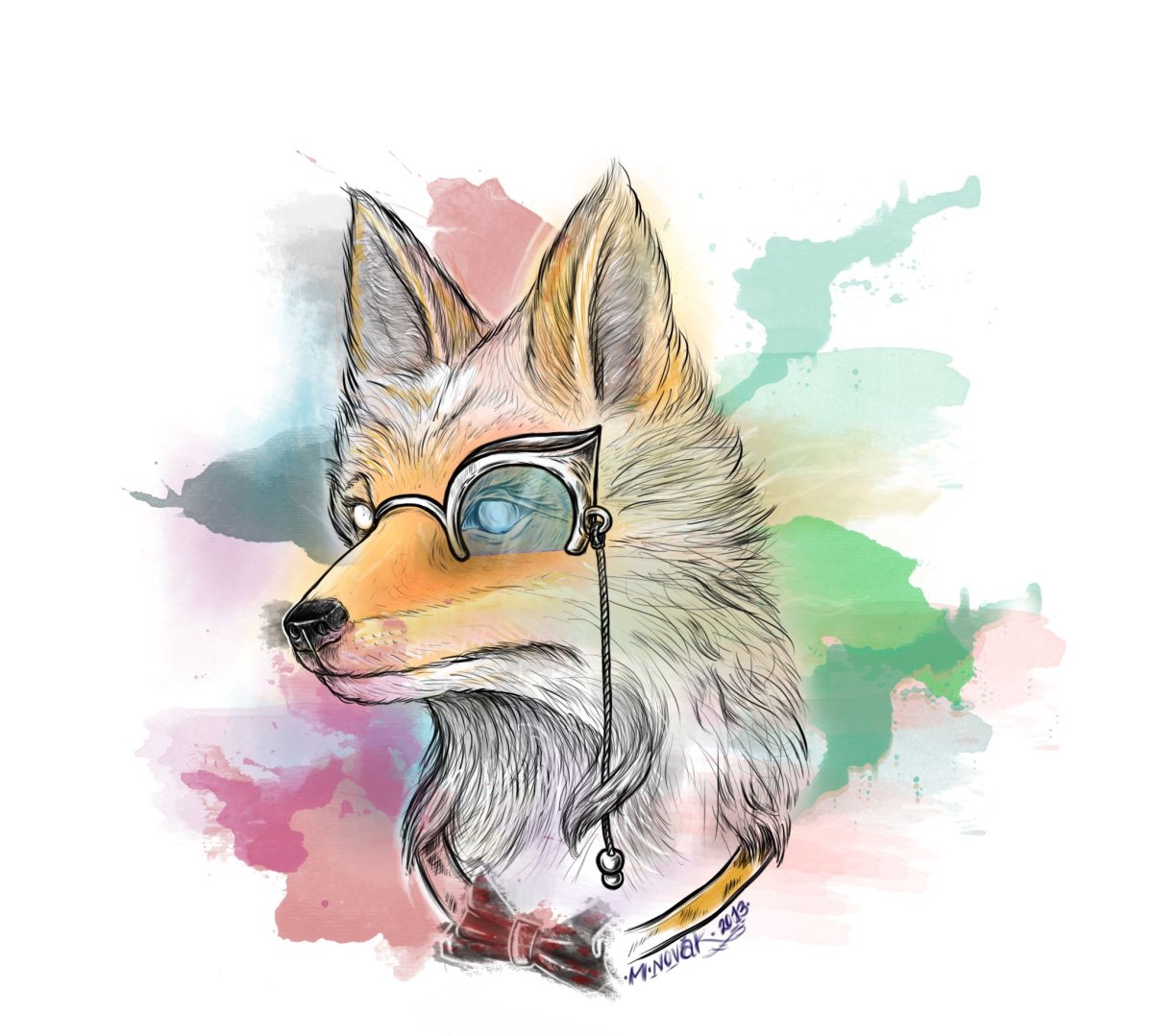 Необычные скетчи лиса в очках