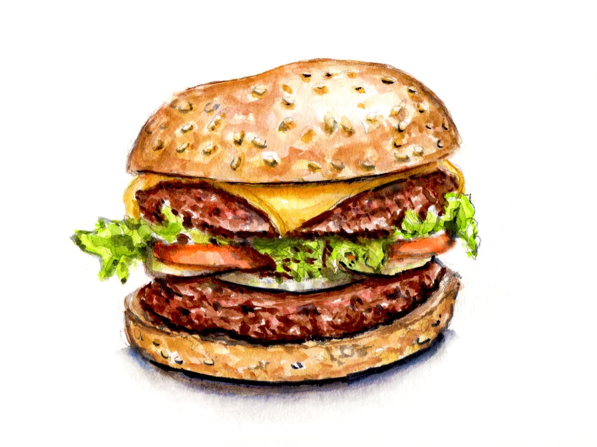 Гамбургер акварелью