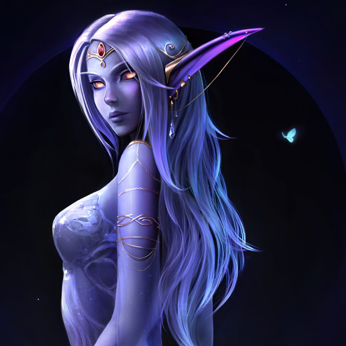 Эльфийка неон арт