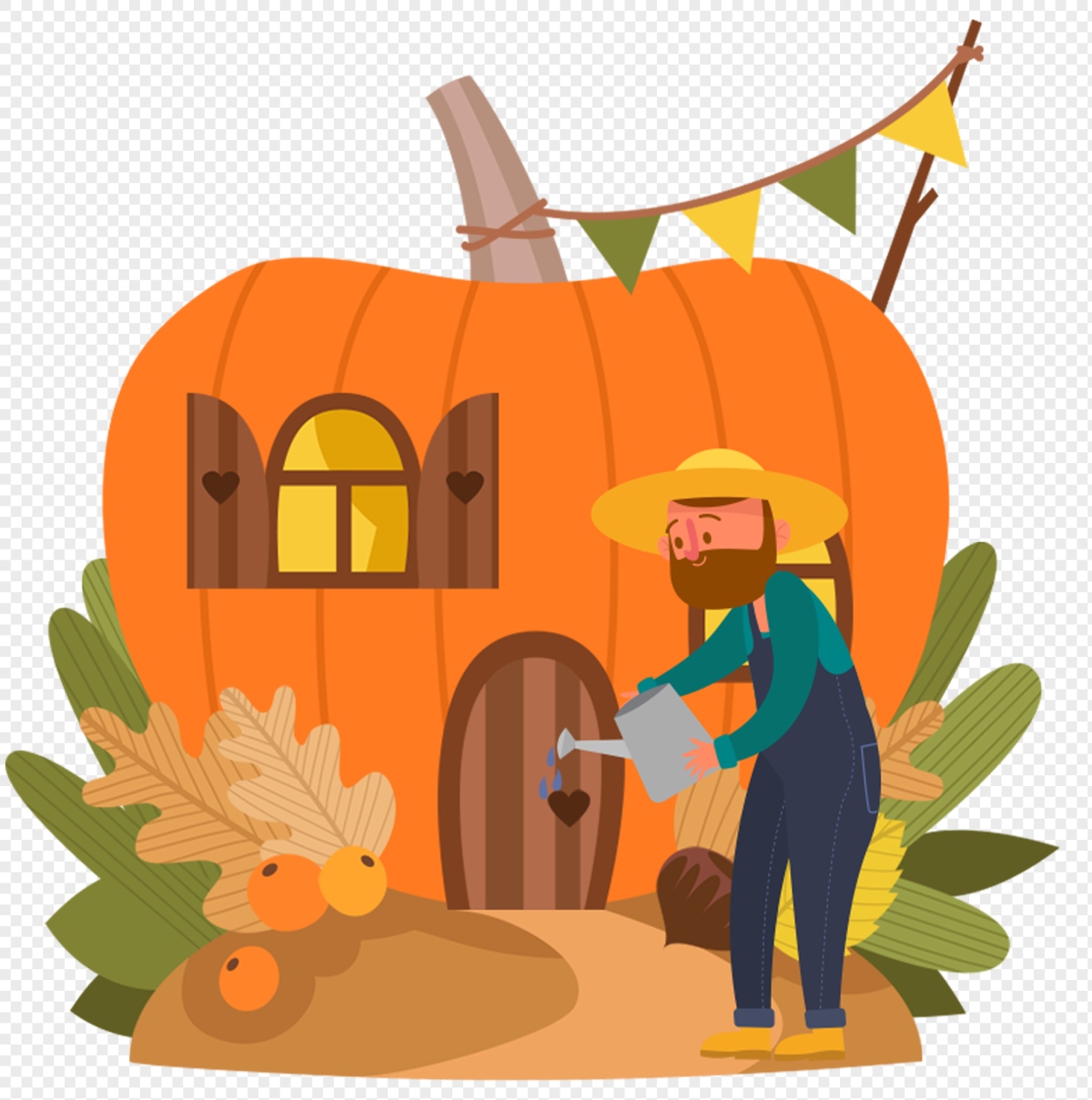 Тыквенный домик вектор