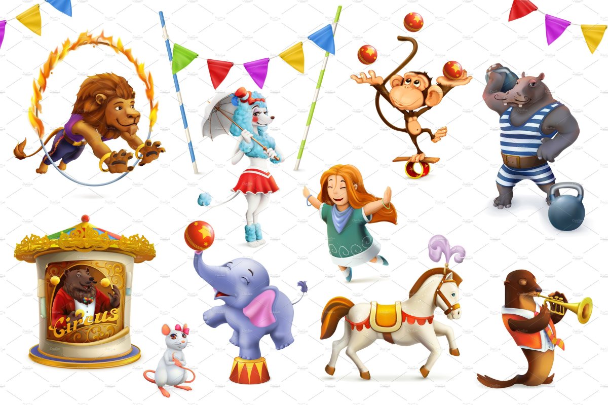 3d Circus animals