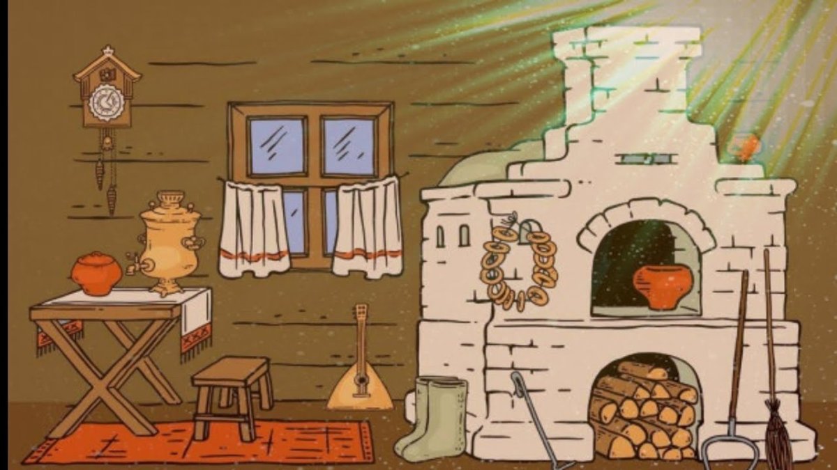 Изба внутри рисунок