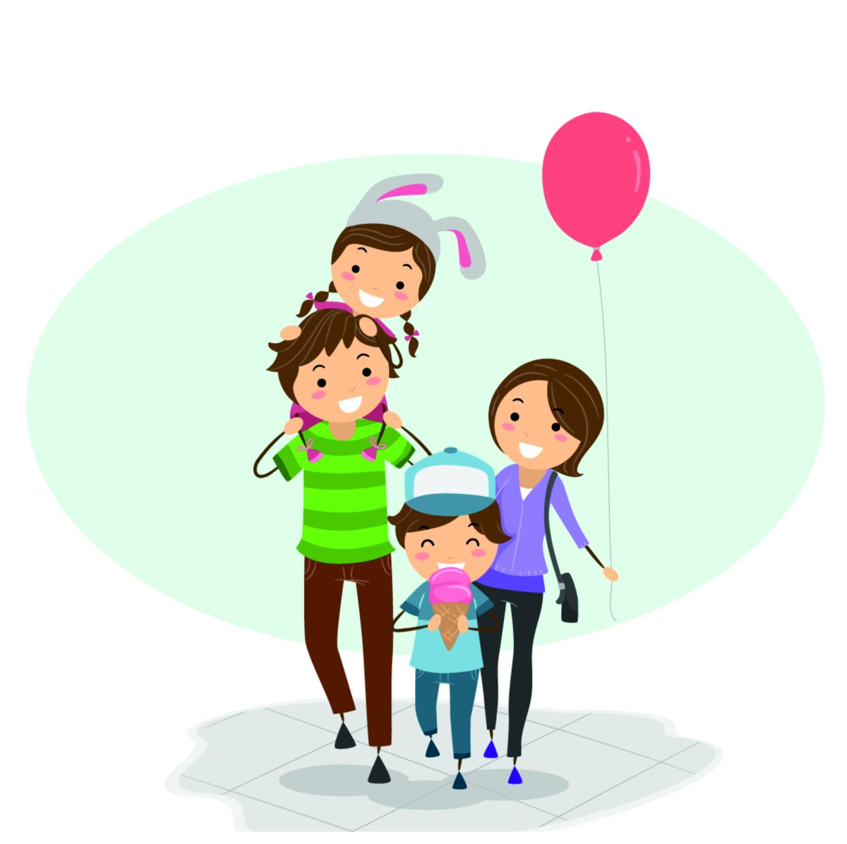 Дети с родителями на белом фоне