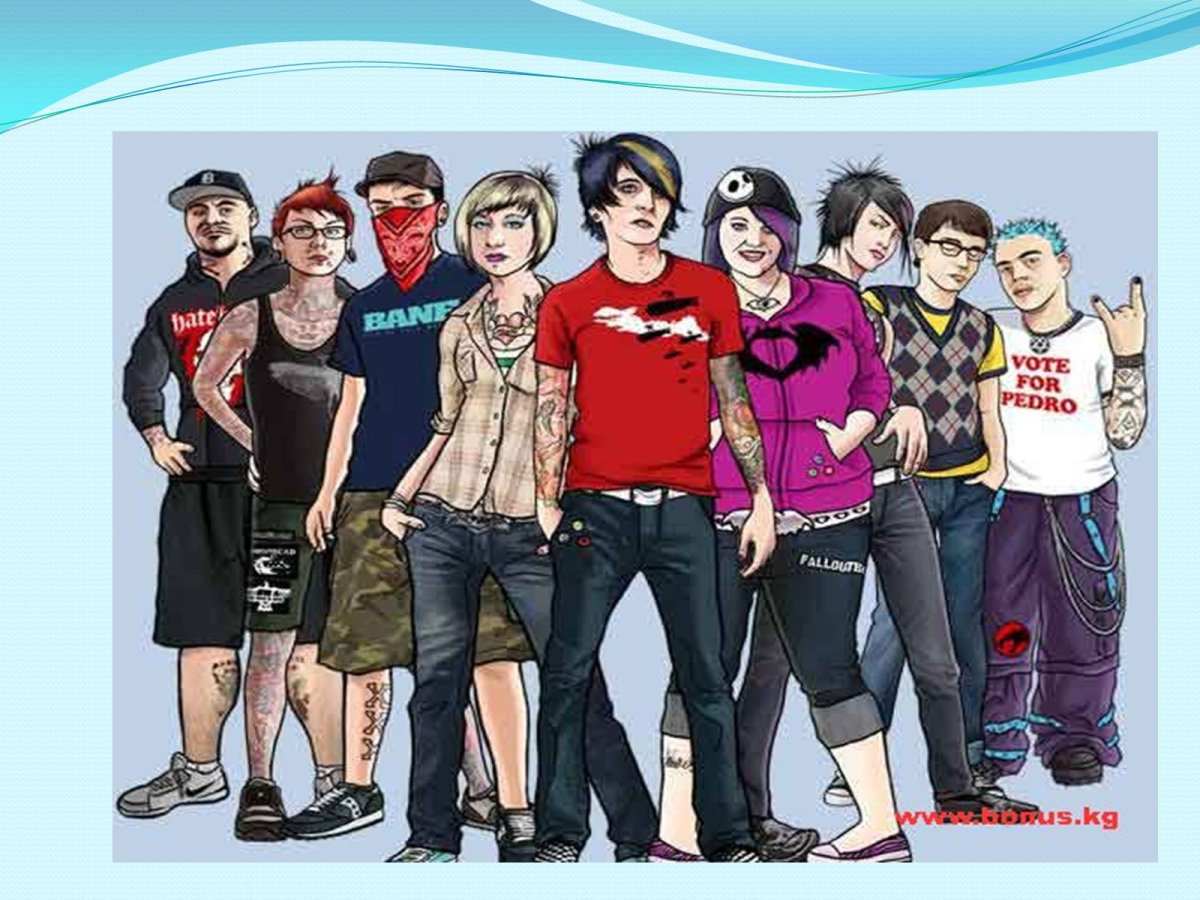 Молодёжные субкультуры на белом фоне