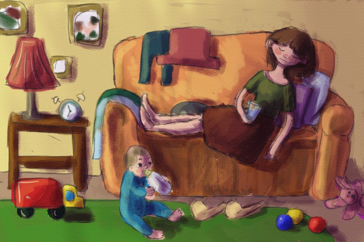 Сюжетная картина в комнате