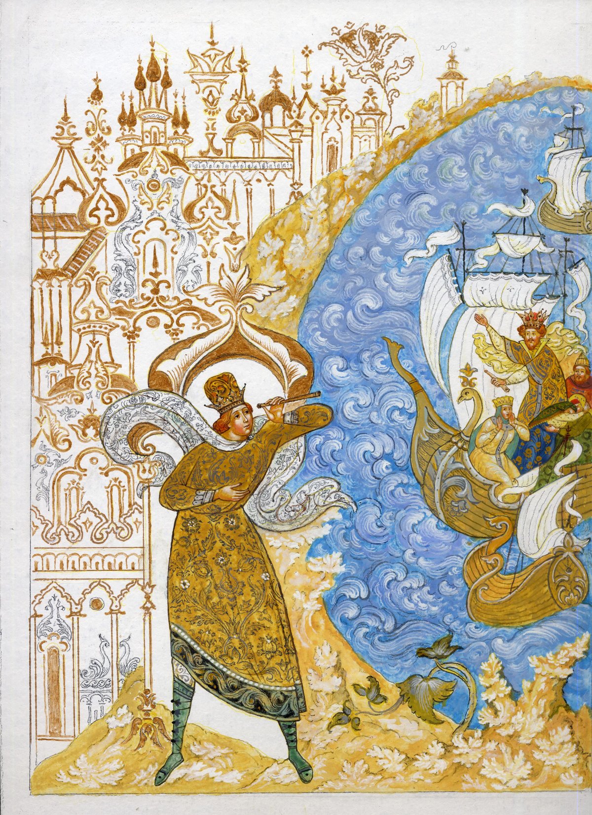 Иллюстрации Куркина к сказке о царе Салтане Пушкина