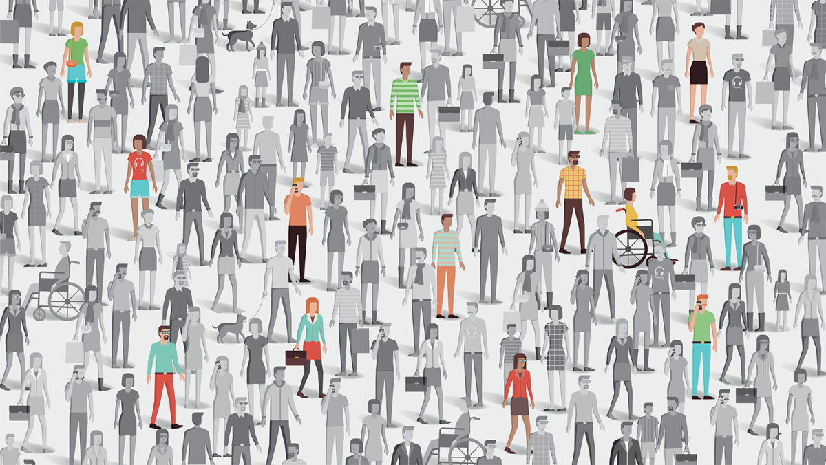 Человек выделяется из толпы