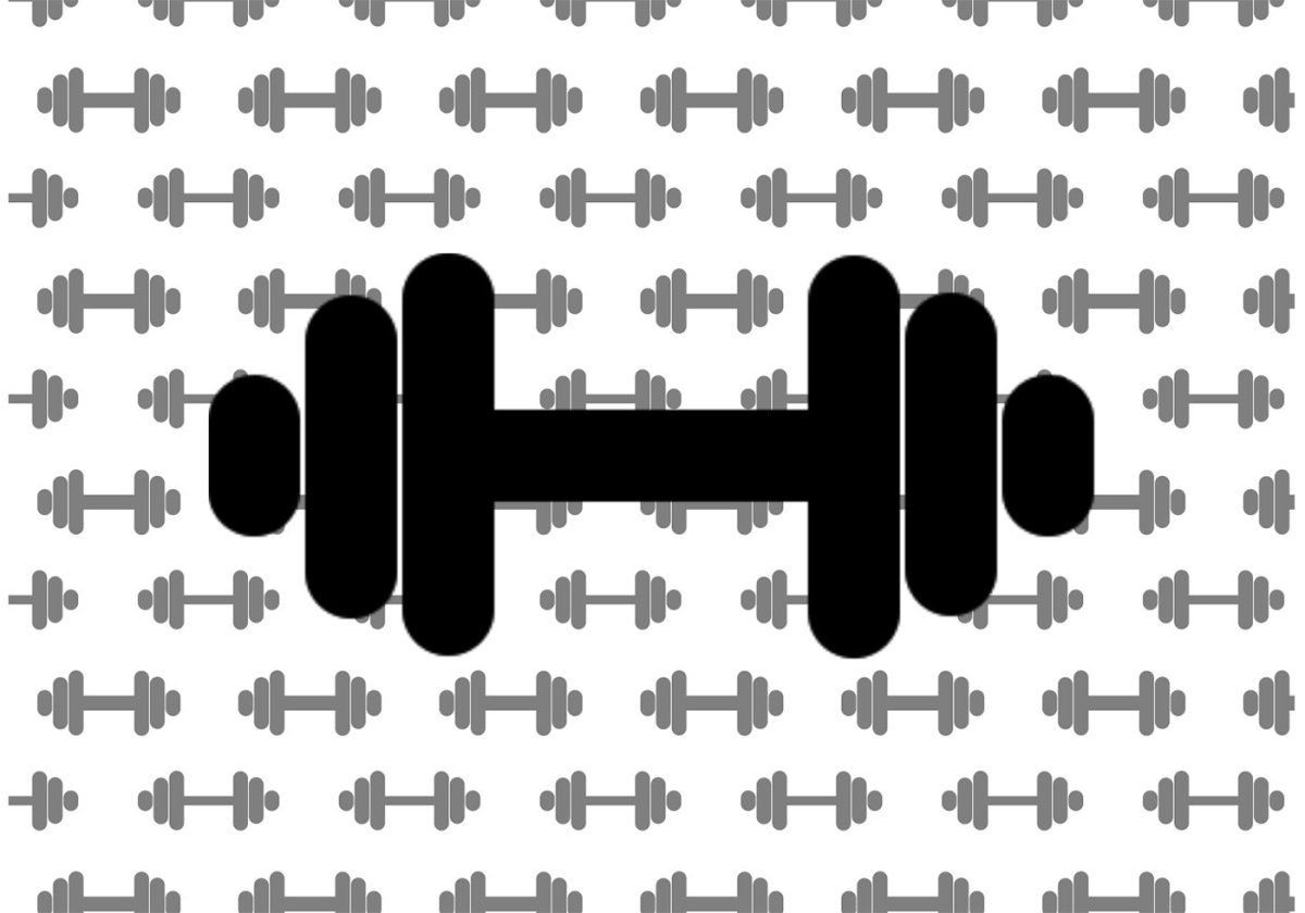 Гантеля на черном фоне