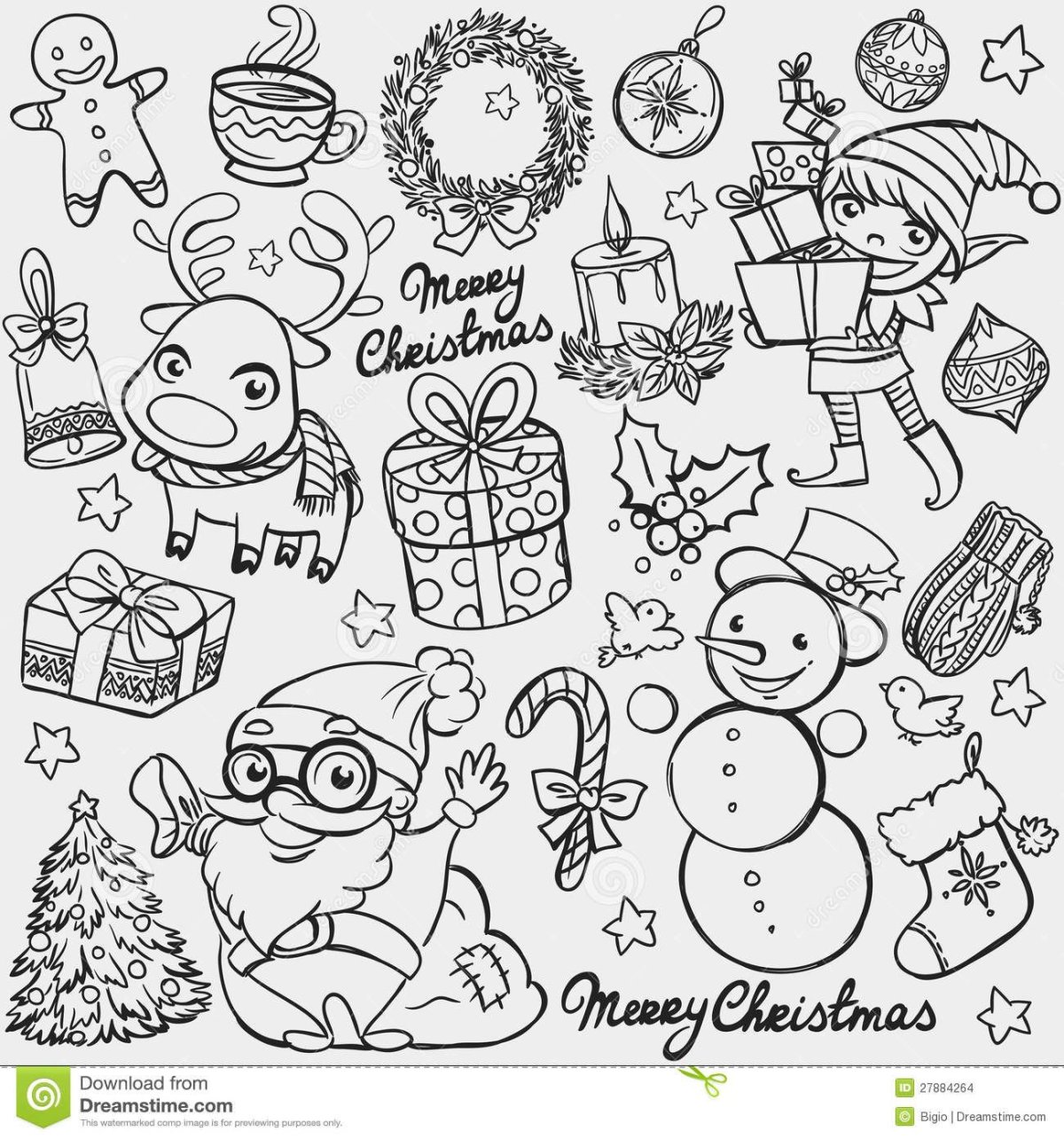 Стикеры чб новый год