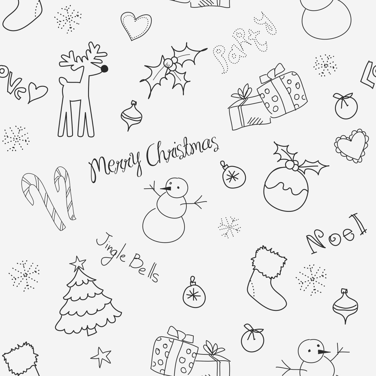 Новогодний принт черно белый