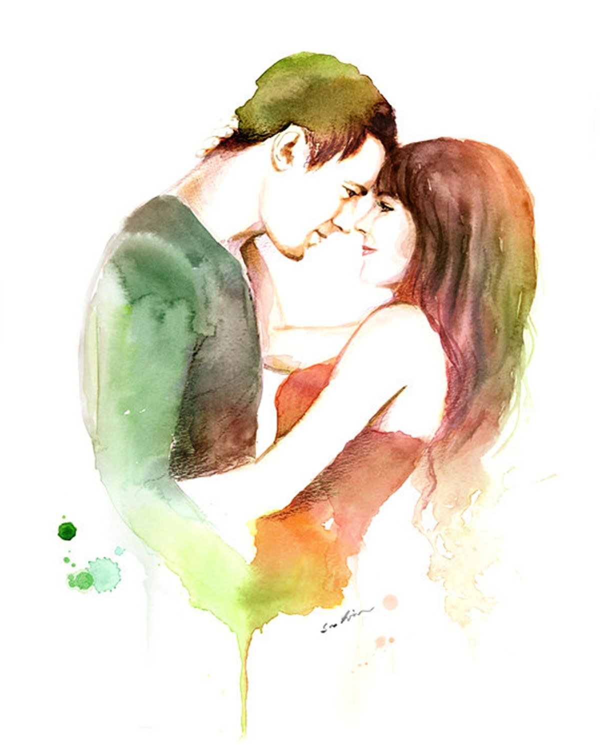 Рисунки акварелью любовь